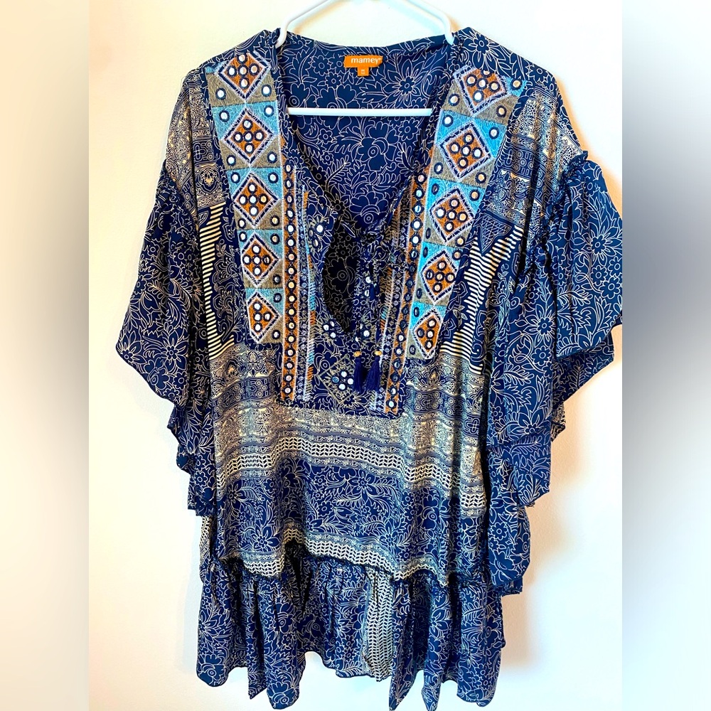 boho printed beach resort draped coverup caftan